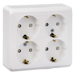 PA16-208B - ЭТЮД О/У 4-местная РОЗЕТКА с заземлением со шторками 16А 250В, БЕЛЫЙ, Россия, Systeme Electric