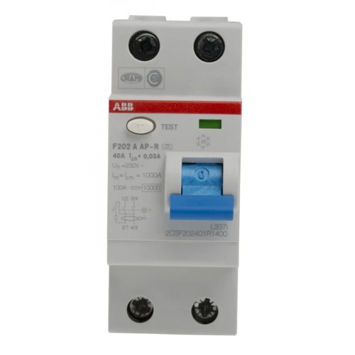 УЗО ABB F202 AC-40/0,03 2-х полюсное тип AC 40A 30mA 2 модуля (ВДТ) 2CSF202001R1400