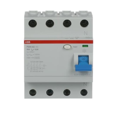 УЗО ABB F204 AC-63/0,3 4-х полюсное тип AC 63A 300mA 4 модуля (ВДТ) 2CSF204001R3630