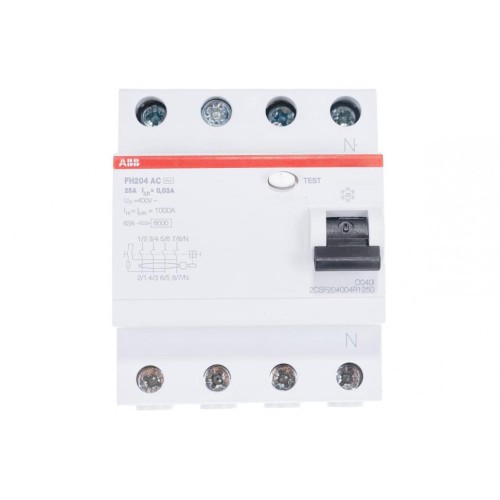 УЗО ABB FH204 AC-25/0,03 4-х полюсное тип AC 25A 30mA 4 модуля 2CSF204002R1250 (ВДТ) 2CSF204002R1250