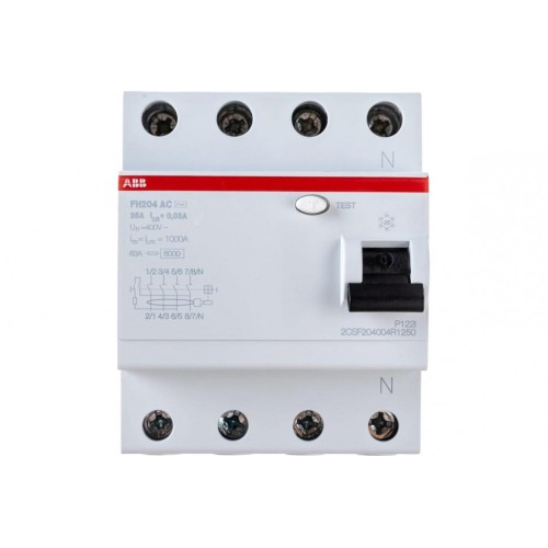 УЗО ABB FH204 AC-25/0,03 4-х полюсное тип AC 25A 30mA 4 модуля 2CSF204002R1250 (ВДТ) 2CSF204002R1250
