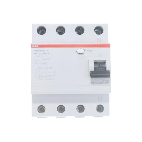 УЗО ABB FH204 AC-63/0,03 4-х полюсное тип AC 63A 30mA 4 модуля (ВДТ) 2CSF204004R1630